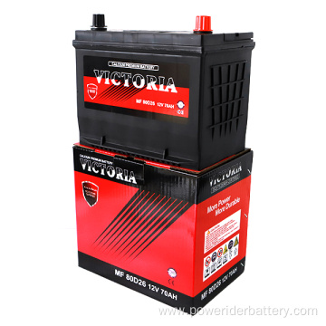 12v 70ah 80D26 mf lead-acid car starting battery